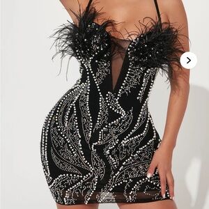 Fashion Nova Maya Embellished Mini Dress - Black